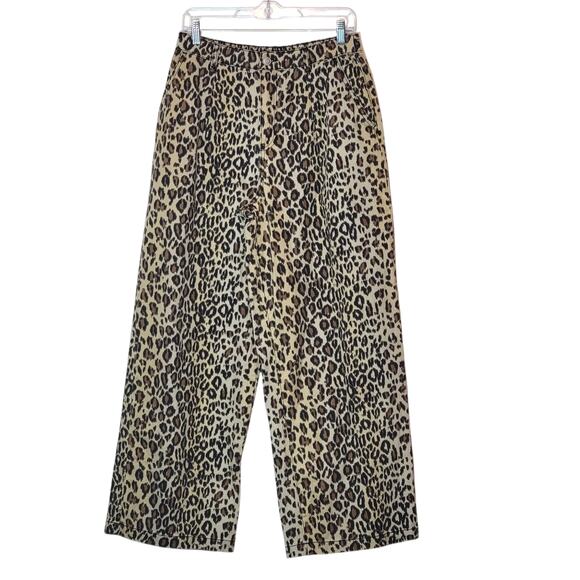 House of Harlow 1960 Pants - House of Harlow Leopard Animal Print Pant Wide Leg High Rise Brown Black Size M